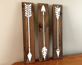 3 Piece Set - Flying Arrows Wall Decor – Arrow Wall Decor - Wood Wall Dec - Rustic Wall Decor - Farmhouse Decor