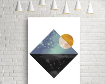 Abstract poster, sun poster, textured print,sun print, geometric wall art, modern scandinavian print, minimalist wall decor, sea and sun