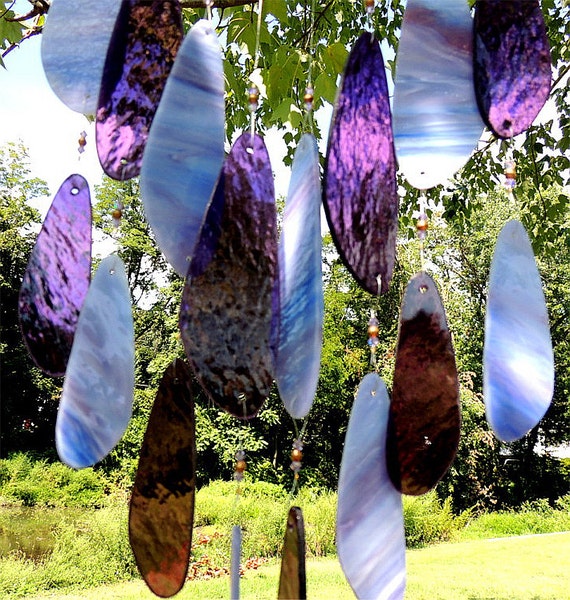 Stained Glass Wind Chime Purple Stained Glass Wind Chime Purple