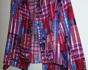 Colorful pink satin blouse Old School 1980