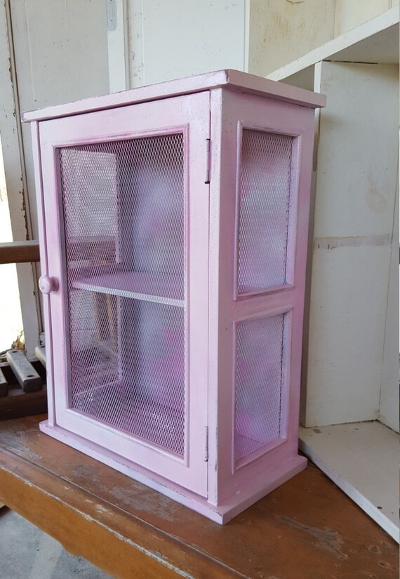 Shabby Chic Pink Distressed Nursery Cabinet Reclaimed Wood Shelf