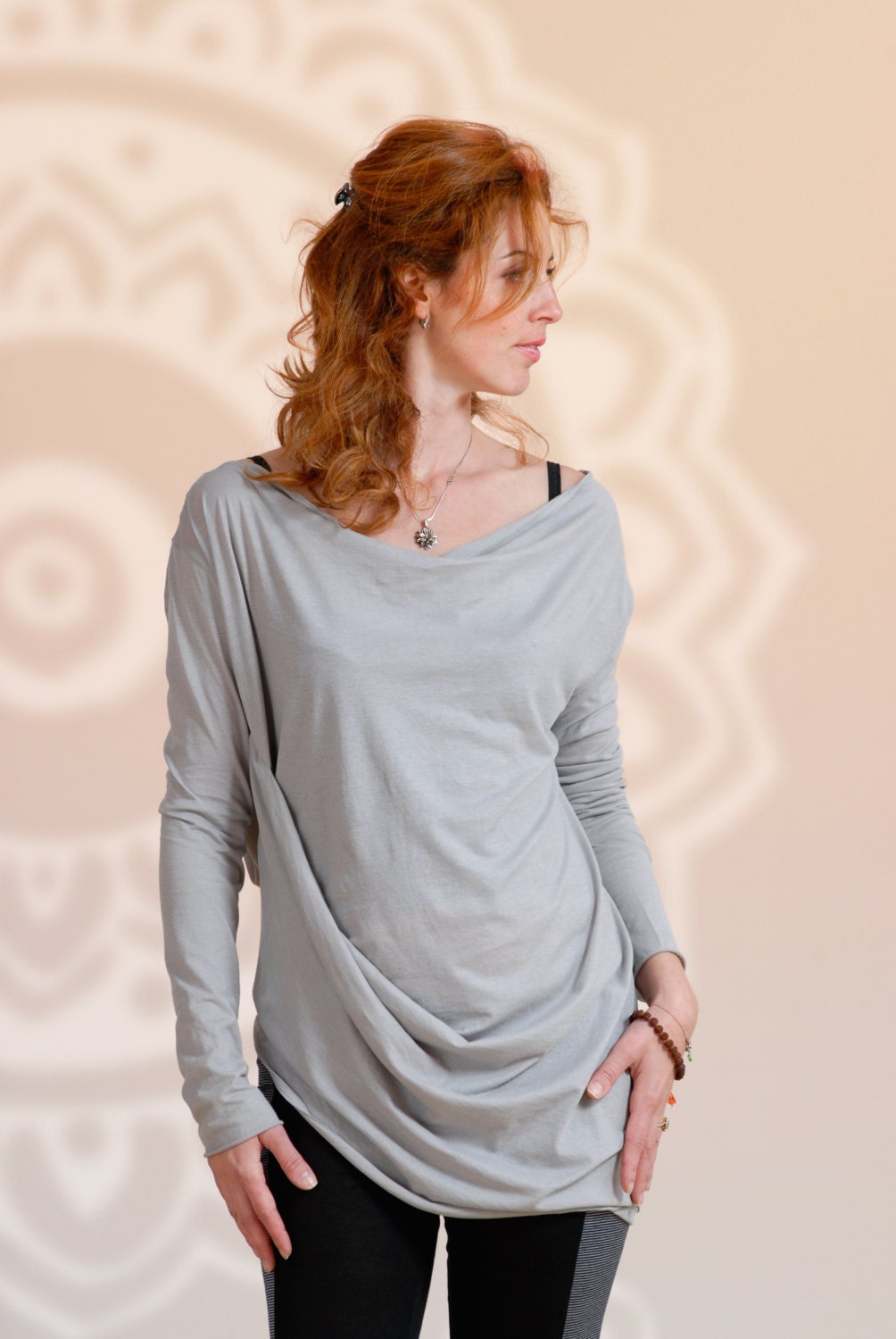 Plus Size Workout Long Sleeve Top Yoga Top Long Tunic Top