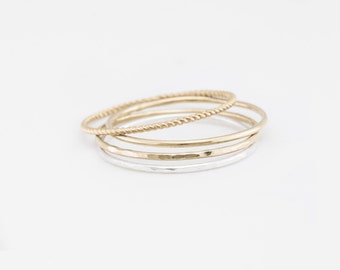 Ultra Dainty Stacking Rings • Extra Thin Stackable Bands • Simple, Delicate Rings • Custom Handmade Gold or Silver Ring by GLDN • Aire Ring