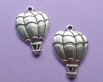 10 Hot Air Balloon Charms Silver - CS3015