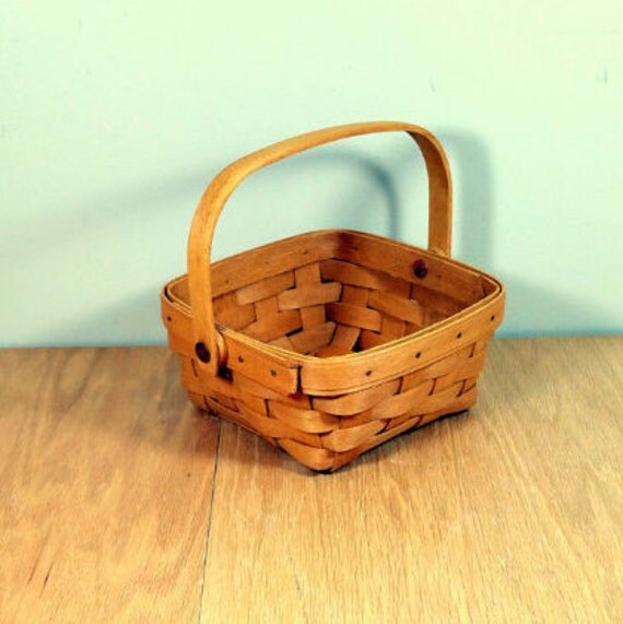 LONGABERGER BERRY BASKET Rustic Square Vintage Wooden Basket
