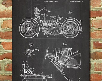 Vintage Harley Davidson Art Motorcycle Art Decor Mens Harley Gift for Dad Motorcycle Gift for Him Motorcycle Baby Nursery Harley Patent P154