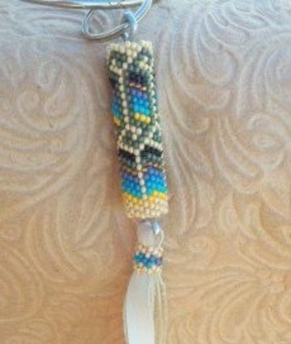 Native Made Beaded keychain by NavajoRainbowDesigns on Etsy