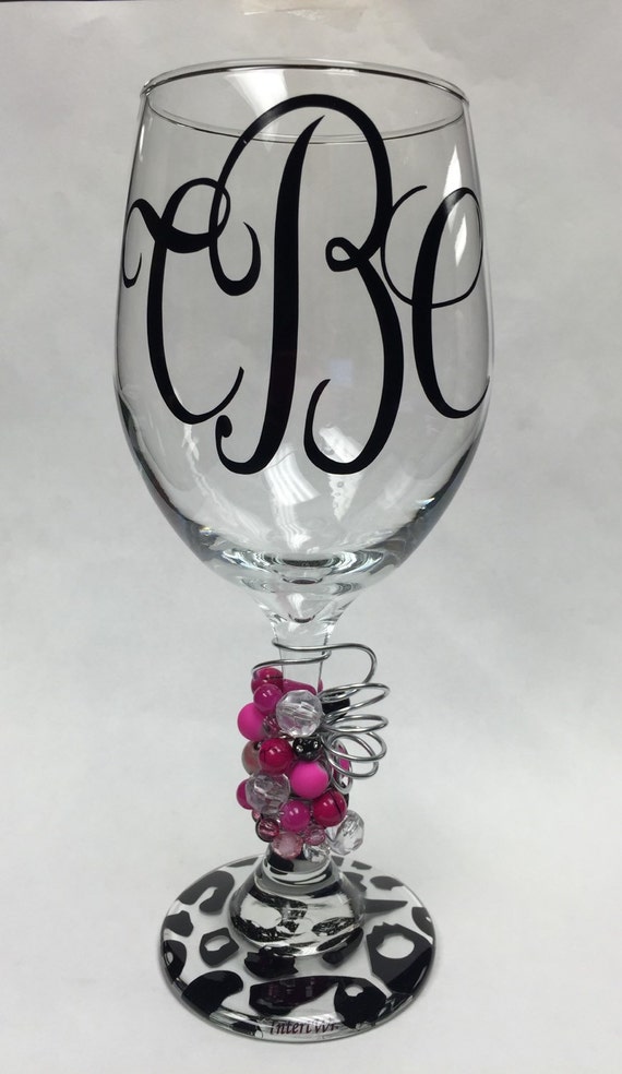 Monogram Initials Wine Glass Initials By IntertWineDrinkware