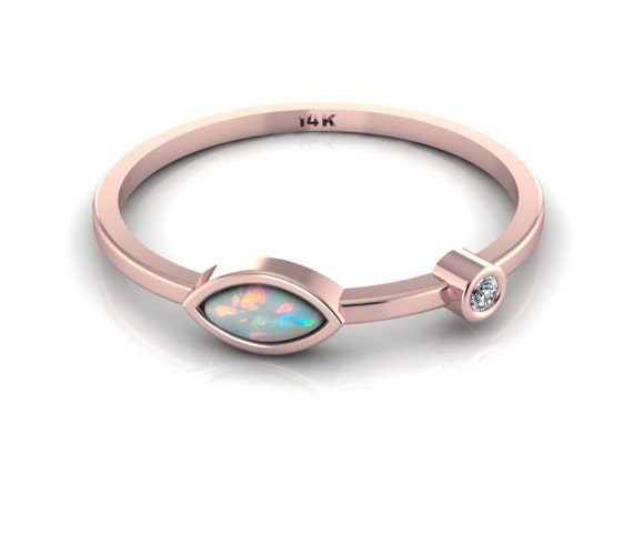 Diamond opal mothers ring
