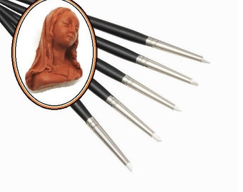 SOFT White #0, OOAK Doll Tools, Fairy Art Doll, Wipe Out Tools, Clay Shapers, Sculpting Tools, Silicone Brushes, Clay, Decorating Tools 5pcs