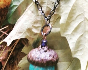 Turquoise Acorn Chain Necklace
