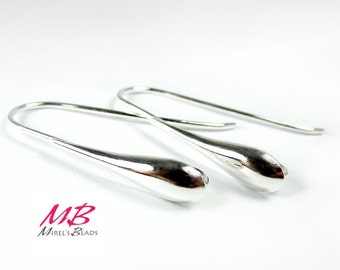 2pcs Sterling Silver Ear Wires, 27mm Long Teardrop Earwires