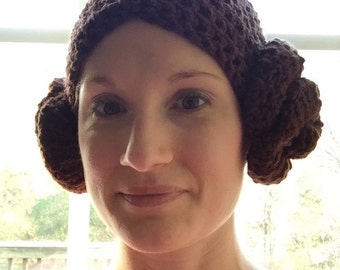Crochet Princess Leia Hat for Women and Teens - Adult Hat