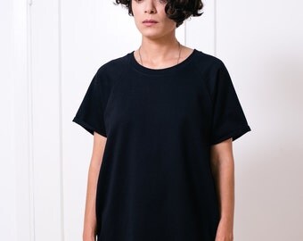 T shirt dress, casual woman's dress, oversized black dress, dress with pockets