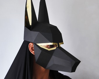 ANUBIS Mask - Easy to make Egyptian mask - Low-Poly card mask perfect for Halloween