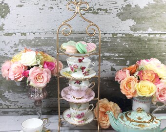 Cup And Saucer Display Stands SALE Bird Pink Large 100 Tier Metal Tea Cup Display Stand 56 Cup And Saucer Display Stands SALE Bird Pink Large 100 Tier Metal Tea Cup Display Stand 56