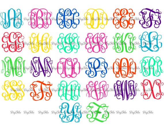 Entwined Vine Monogram Alphabet SVG DXF EPS for Cricut