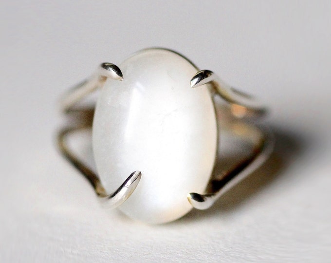 Moonstone ring - white stone ring - gold ring - interesting jewelry - natural stone ring - gift