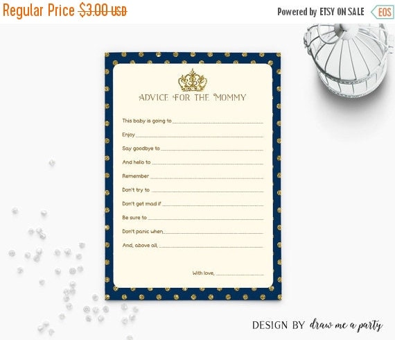 ON SALE Prince Baby Shower Games , Advice For The Mommy , Royal Baby Shower Games , Printable 