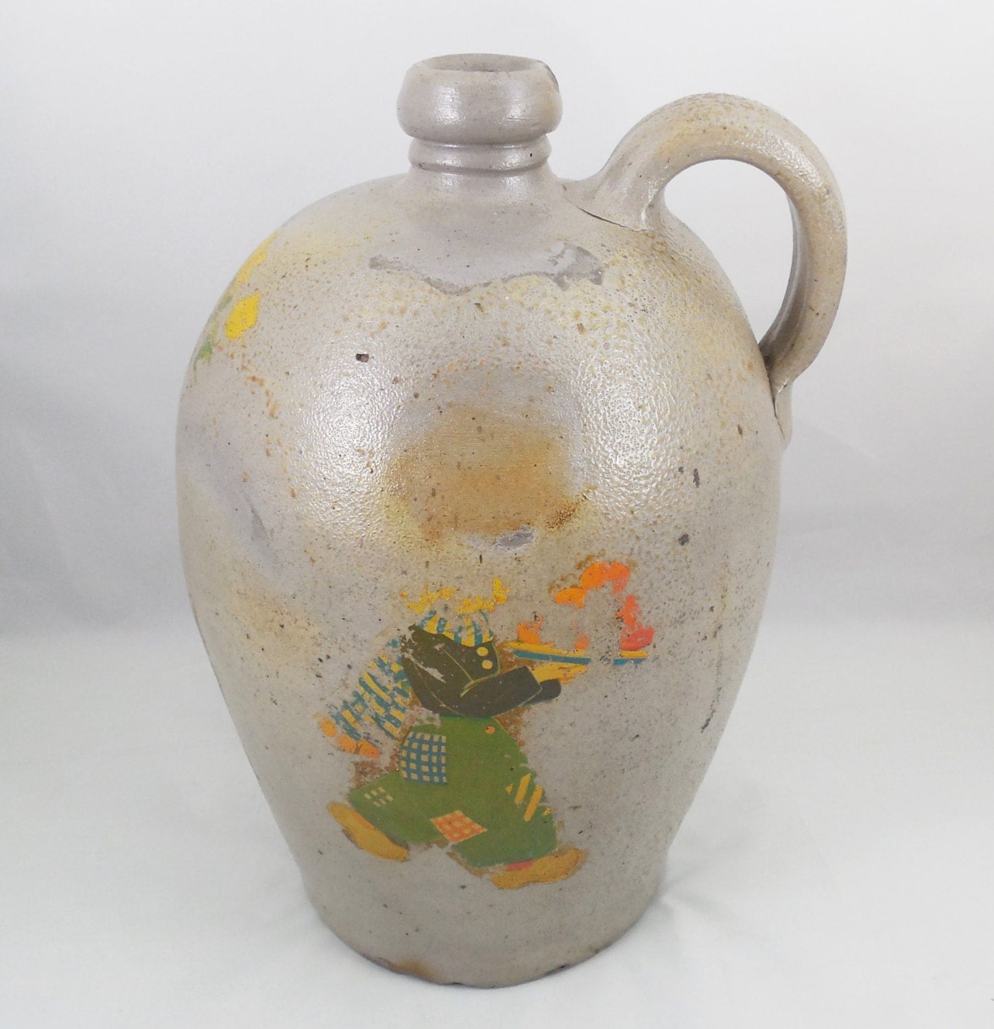 Antique Gallon Beehive Stoneware Jug Salt Glazed Jug with
