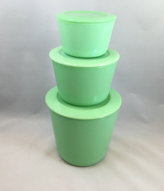 McKee Jadeite Canisters/Refrigerator Jars Set of 3