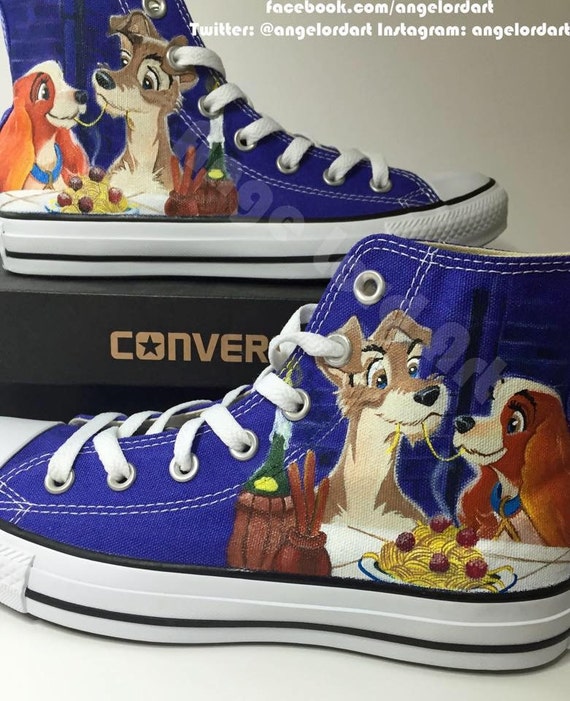 Custom Painted Disney Inspired Converse Hi Tops by AngeLordArt