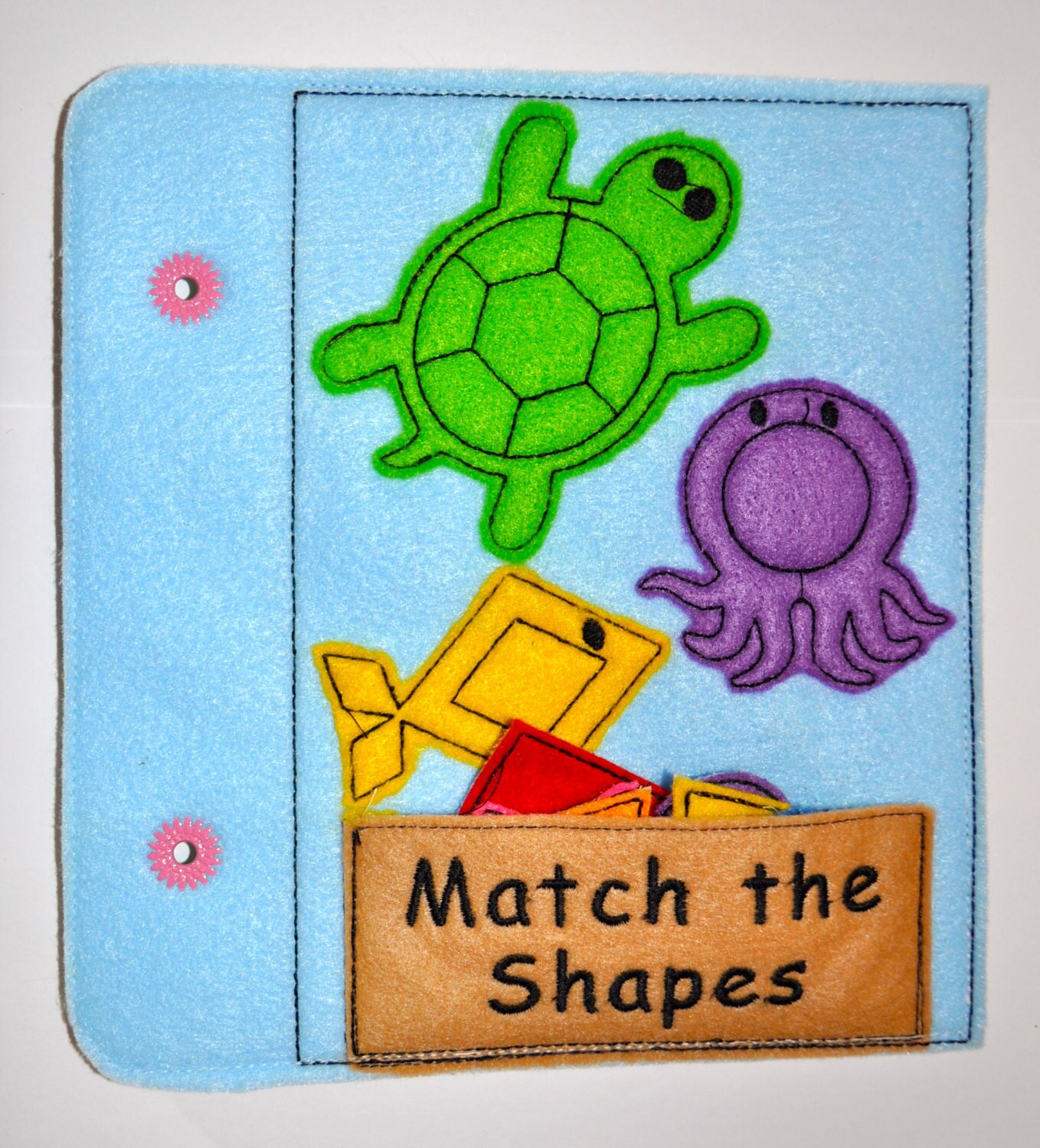 Shapes Match Quiet Book machine applique embroidery by InaHoop