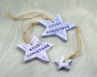 Star Ornament, Christmas Tree Ornament, Xmas Decor, Winter Wonderland Decorations, Holiday decor, Merry Christmas Sign, Salt Dough Ornaments