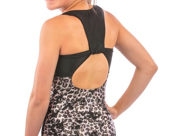 Gymnastics Leotard Distressed Leopard T-Back Girls Sizing Small