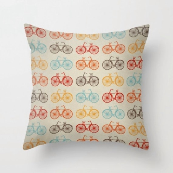 Bike retro throw pillow cover washable double by LeonLionStudio