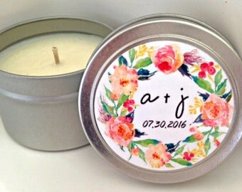 Bridal Shower Favor- Soy Candles- Personalized Favors- Rustic Wedding Favors- Party Favors- Set of 12