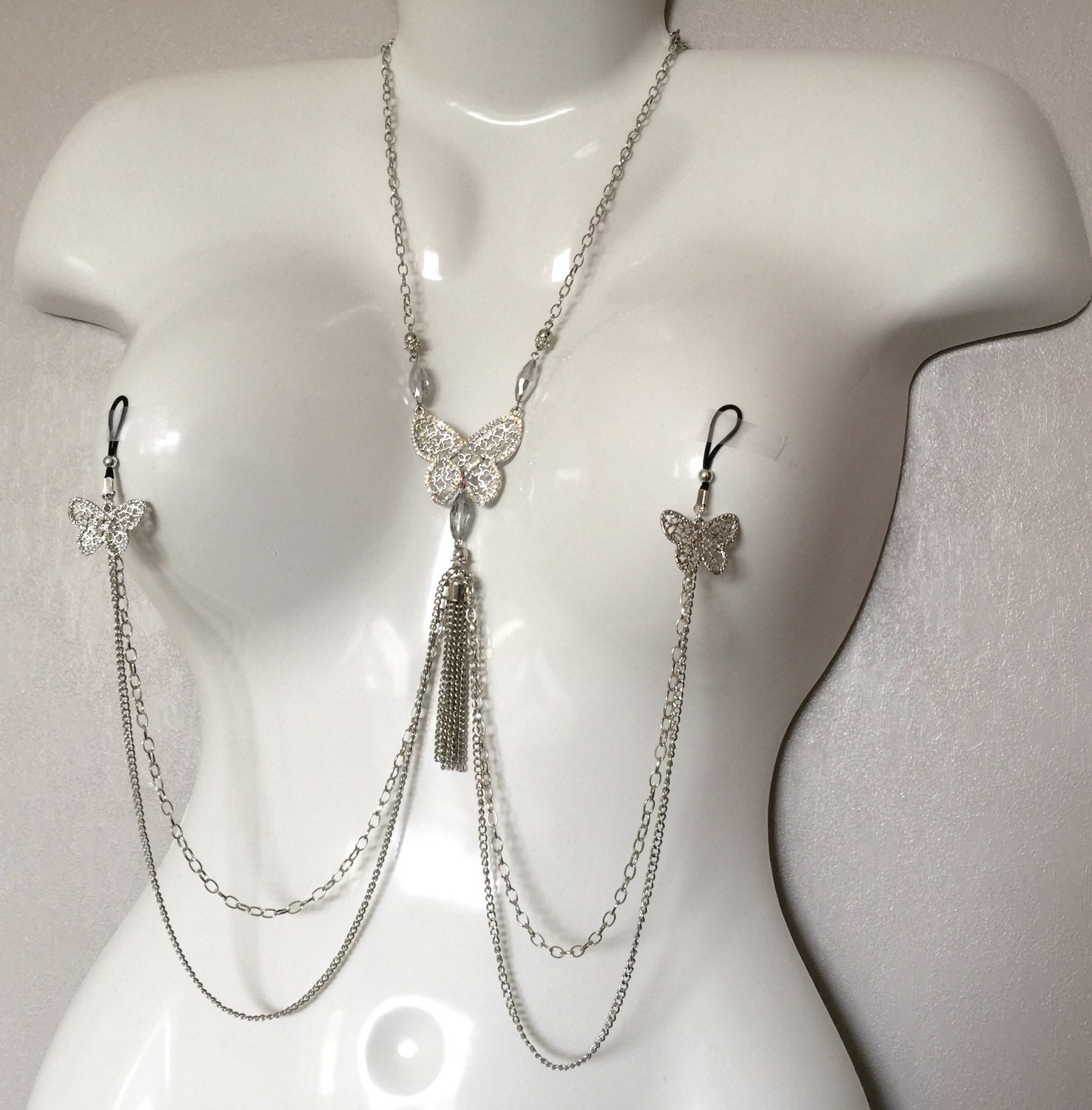 Nipple Chains With Necklace Body Jewellery Non Piercing