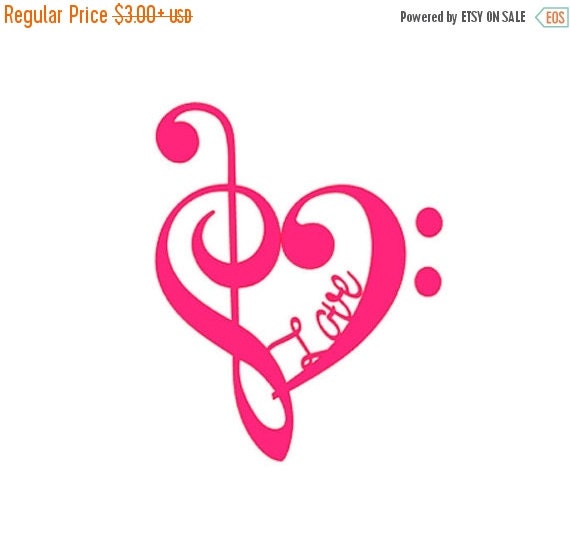 ON SALE Music Heart Vinyl Decal Treble Clef by SouthernMissVinyl