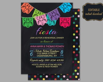 Mexican Themed Party Invitation Wedding Invitation Template Editable Printable Fiesta Themed Wedding Invitation |PHOTOSHOP FILE| fff - FABIA