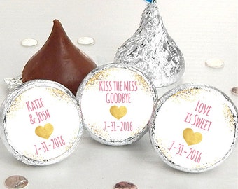 216 Wedding Kiss® Stickers - Hershey Kiss Stickers Bridal Shower - Personalized Hershey Kiss Labels - Kiss the Miss Goodbye - Wedding Decor