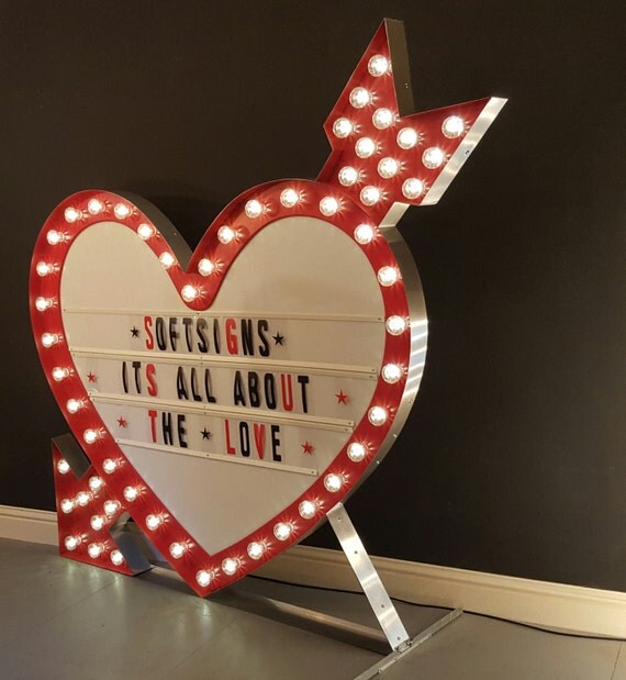 Marquee light up love heart sign. by softsigns on Etsy