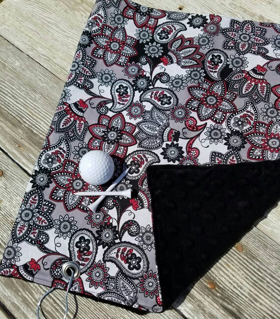 Golf Towel Ladies Golf Towel Black Golf by PiecesOfMyHeart2015