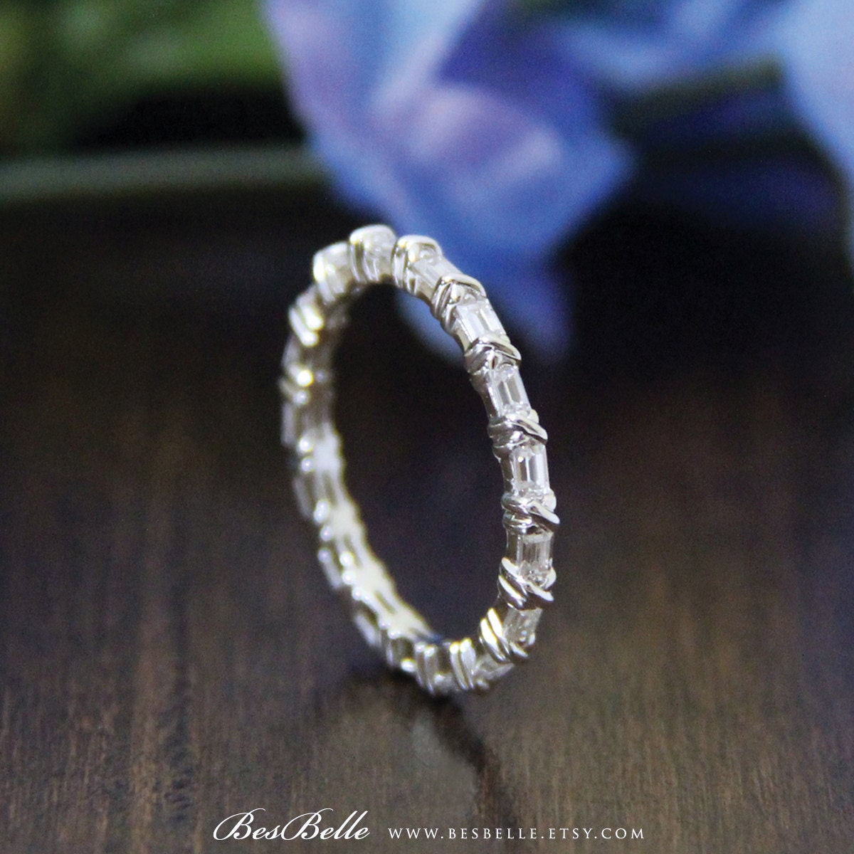 0.9 ct.tw Full Eternity Band RingStackable RingX Knot Link