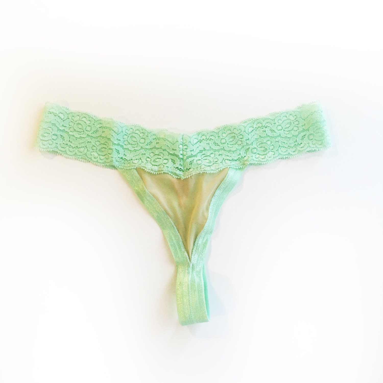 Mint Lacie Thong // Mint Lace Underwear Lacey Panties sexy