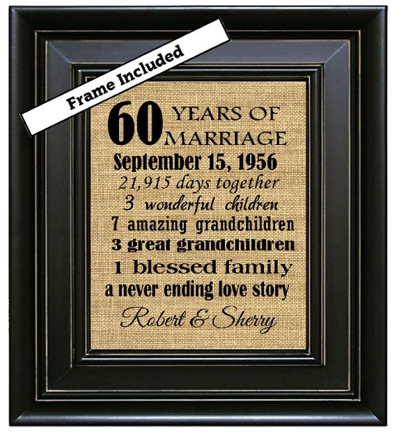 FRAMED Custom 60th Wedding Anniversary Gift/60th by BurlapNGlass