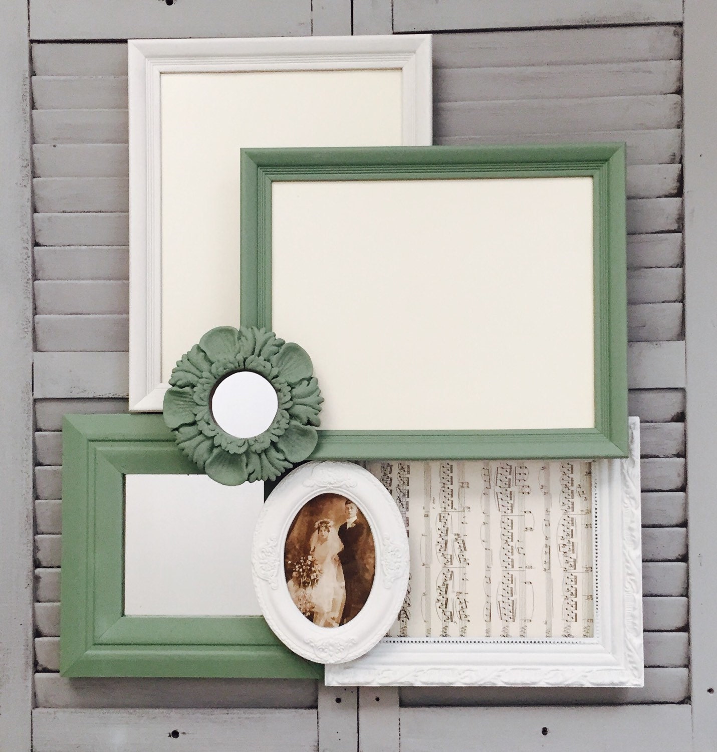 Mint Green and White Gallery Wall Frames with Mirrors Shabby