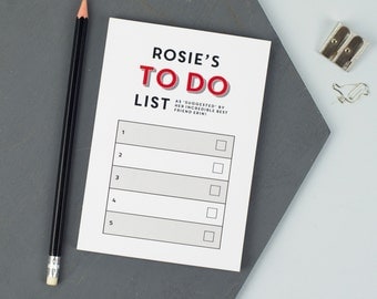 A6 To Do List Notepad - Classic Design - Personalised Notepad - Personalised Stationery - Note Card