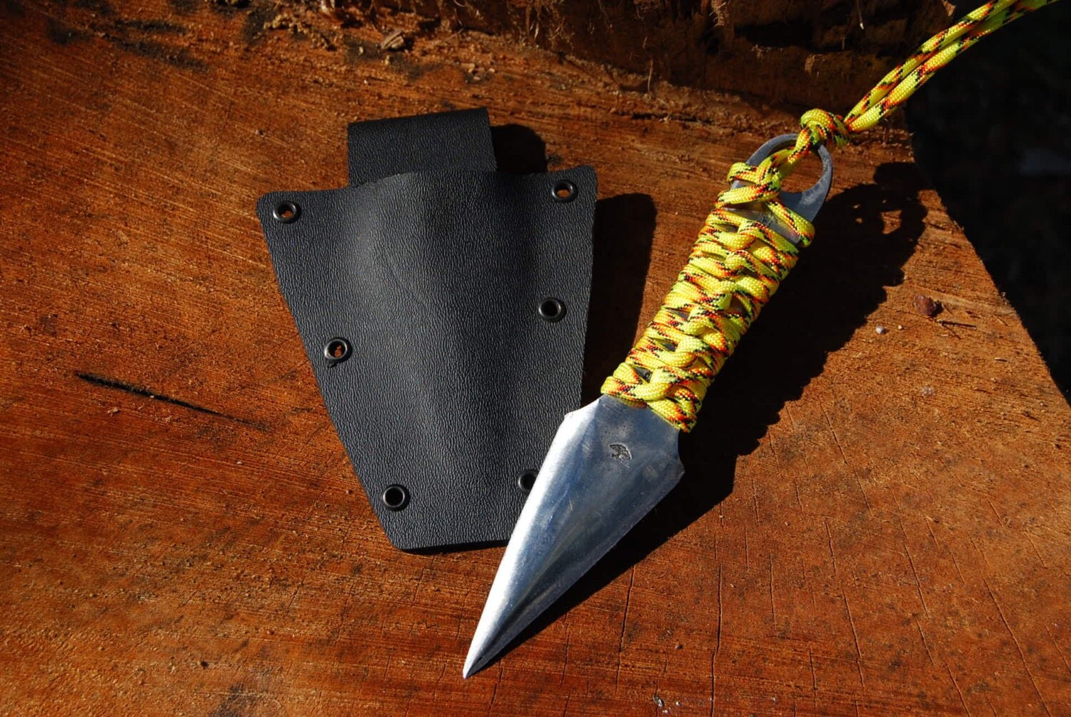 Paracord wrapped knife Small double edged knife