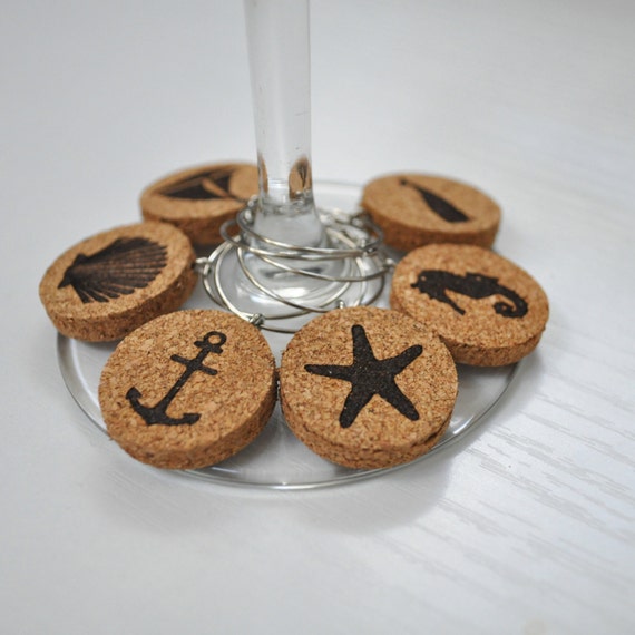 Nautical Wine Charms Wine Glass Charm Wedding by PrintsbyJettyHome