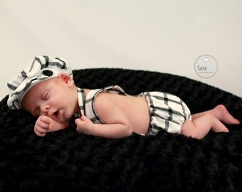 Black/White Plaid Suspenders Photo Prop