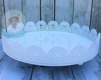 FAST Shipping!!! Eyelet Cake Stand, Trat Pedestal, Cupcake Pedestal, Treat Tray, Treat Eyelet Tray