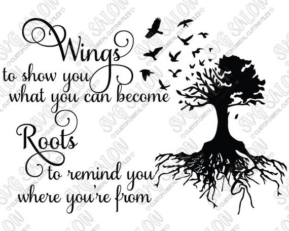 Download SVG Wings and Roots Quote Vinyl Decal Digital Cutting by SVGSalon