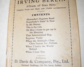 Vintage Sheet Music - Irving Berlin, Albumn of Star Hits, no cover