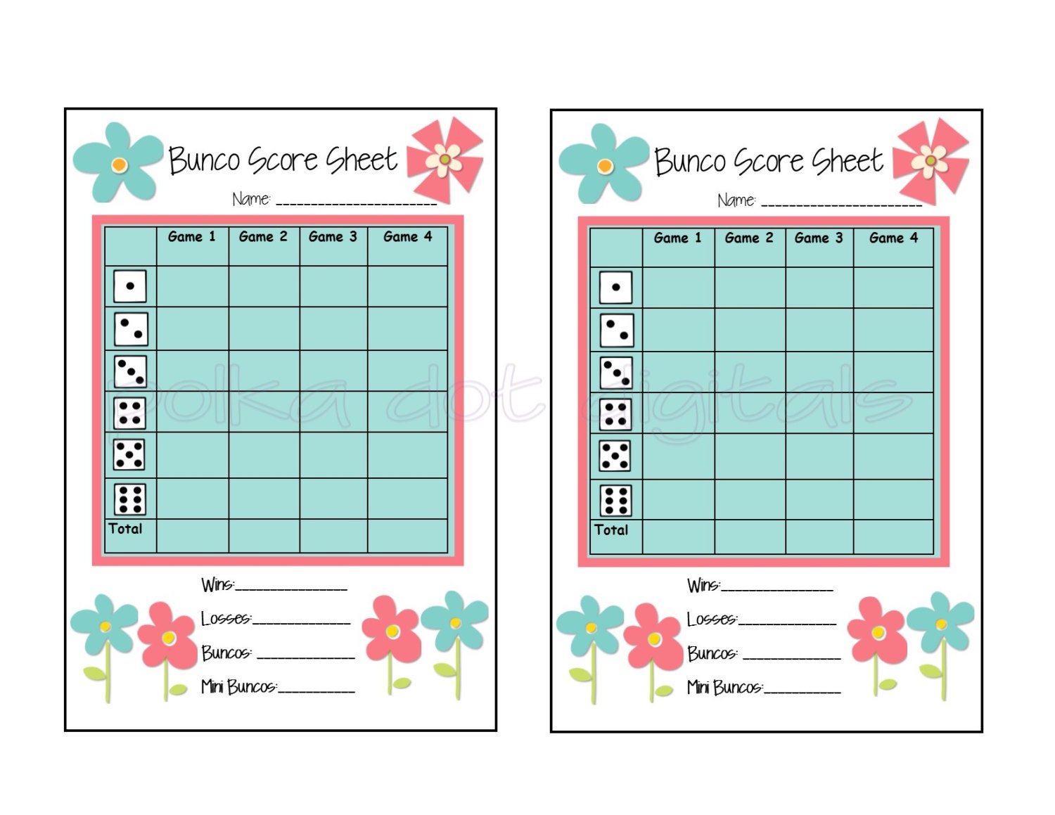 Buy 2 Get 1 Free Complete Set SPRING FLOWERS Floral Bunco