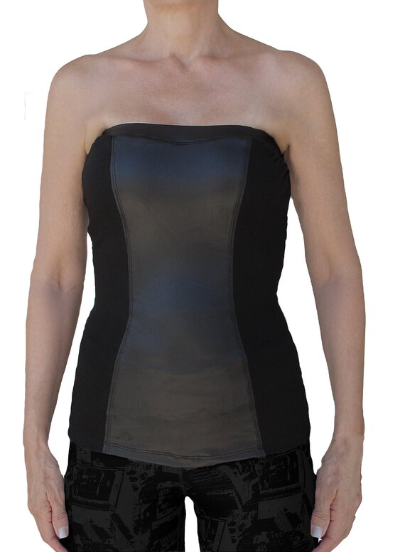 Items similar to Strapless Bustier 2 Tone Tank Top Corset Blouse w